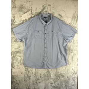 Synrgy Men's Short Sleeve Button Down Shirt 6XL‎ Blue Gray 100% Cotton
